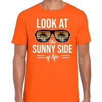 Bellatio Sunny side feest t-shirt / shirt Look at the sunny side of life voor heren - Oranje