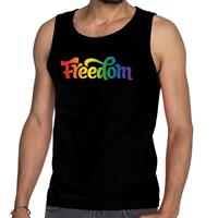 Bellatio Gaypride freedom tanktop/mouwloos shirt - Zwart
