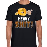 Bellatio Funny emoticon t-shirt heavy shit Zwart