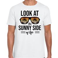 Bellatio Sunny side feest t-shirt / shirt Look at the sunny side of life voor heren - Wit