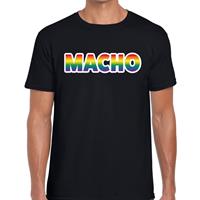 Bellatio Macho gaypride regenboog t-shirt Zwart