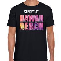 Bellatio Sunset beach t-shirt / shirt Sunset at Hawaii Beach voor heren - Zwart