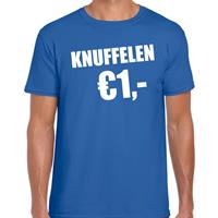 Bellatio Fun t-shirt - knuffelen 1 euro - Blauw