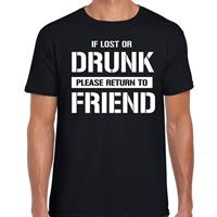 Bellatio Vrienden t-shirt If lost or drunk please return to friend Zwart