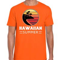 Bellatio Hawaiian zomer t-shirt / shirt Hawaiian summer voor heren - Oranje