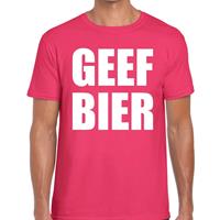 Bellatio Geef Bier tekst t-shirt Roze