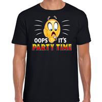 Bellatio Funny emoticon t-shirt oops it is party time Zwart