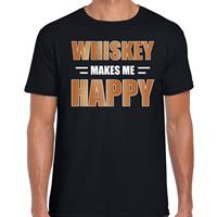 Bellatio Whiskey makes me happy / Whiskey maakt me gelukkig drank t-shirt Zwart