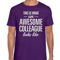 Bellatio Awesome Colleague tekst t-shirt paars heren - heren fun tekst shirt Paars