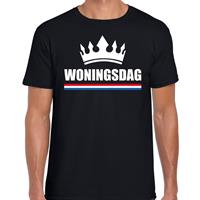 Bellatio Koningsdag t-shirt Woningsdag met witte kroon voor heren - Zwart