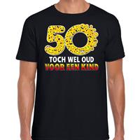 Bellatio Funny emoticon t-shirt 50 Toch wel oud voor een kind Zwart