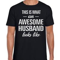 Bellatio Awesome Husband - geweldige echtgenoot / partner cadeau vaderdag t-shirt Zwart