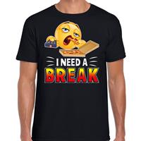 Bellatio Funny emoticon t-shirt I need a break Zwart