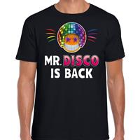 Bellatio Funny emoticon t-shirt mister disco is back Zwart