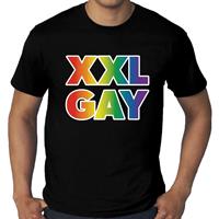 Bellatio Gay pride XXL Gay grote maten t-shirt - Zwart