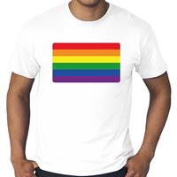 Bellatio Gay pride grote maten regenboog vlag t-shirt - Wit