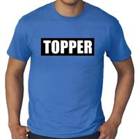 Bellatio Grote maten Topper in kader shirt heren blauw / Blauw