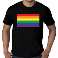 Bellatio Gay pride grote maten regenboog vlag t-shirt - Zwart