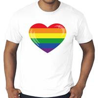 Bellatio Gay pride grote maten regenboog hart t-shirt - Wit