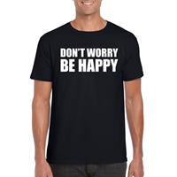 Bellatio Dont worry be happy tekst t-shirt Zwart