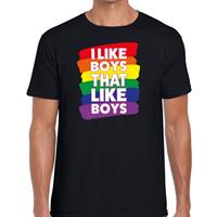 Bellatio I like boys that like boys gay pride t-shirt - Zwart