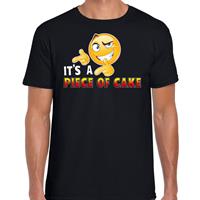 Bellatio Funny emoticon t-shirt It is a piece of cake Zwart