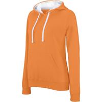 Gildan Oranje/witte sweater/trui hoodie voor dames - Holland feest kleding - Supporters/fan artikelen
