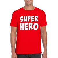 Bellatio Fun tekst t-shirt Superhero voor heren - Rood