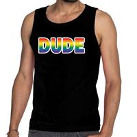 Bellatio Dude gay pride tanktop/mouwloos shirt - Zwart