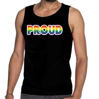 Bellatio Proud gay pride tanktop/mouwloos shirt - Zwart