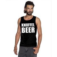 Bellatio Knuffel beer tekst singlet shirt/ tanktop Zwart