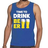 Bellatio Time to drink Beer tekst tanktop / mouwloos shirt Blauw