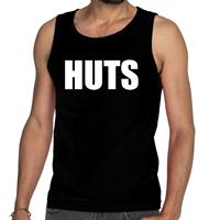Bellatio HUTS tekst tanktop / mouwloos shirt Zwart