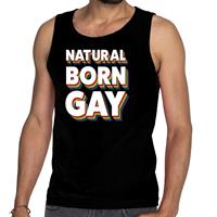 Bellatio Natural born gay tanktop/mouwloos shirt - Zwart
