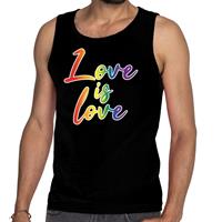 Bellatio Gaypride love is love tanktop/mouwloos shirt - Zwart