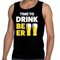 Bellatio Time to drink Beer tekst tanktop / mouwloos shirt Zwart