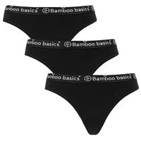 Bamboo basics Damen String EMMA, 3er Pack - Logo-Bund, atmungsaktiv, Single Jersey, Schwarz
