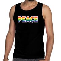 Bellatio Peace gay pride tanktop/mouwloos shirt - Zwart