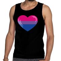 Bellatio Gaypride biseksueel hart tanktop/mouwloos shirt - Zwart