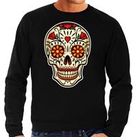 Bellatio Day of the dead sugar skull sweater - Zwart