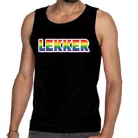 Bellatio Lekker gay pride tanktop/mouwloos shirt - Zwart