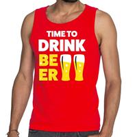 Bellatio Time to drink Beer tekst tanktop / mouwloos shirt Rood