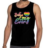 Bellatio Gay pride best gay ever tanktop/mouwloos shirt - Zwart