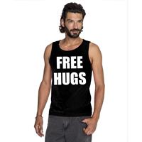 Bellatio Free hugs tekst singlet shirt/ tanktop Zwart