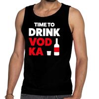 Bellatio Time to drink Vodka tekst tanktop / mouwloos shirt Zwart