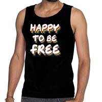 Bellatio Happy to be free gay pride tanktop/mouwloos shirt - Zwart