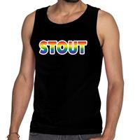 Bellatio Stout gay pride tanktop/mouwloos shirt - Zwart