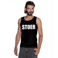 Bellatio Stoer tekst singlet shirt/ tanktop Zwart
