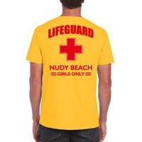 Bellatio Lifeguard / strandwacht verkleed t-shirt / shirt Lifeguard Nudy Beach girls only Geel