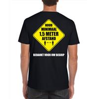 Bellatio Houd 1,5 meter afstand - bedankt voor uw begrip shirt voor werknemers/ medewerkers Zwart